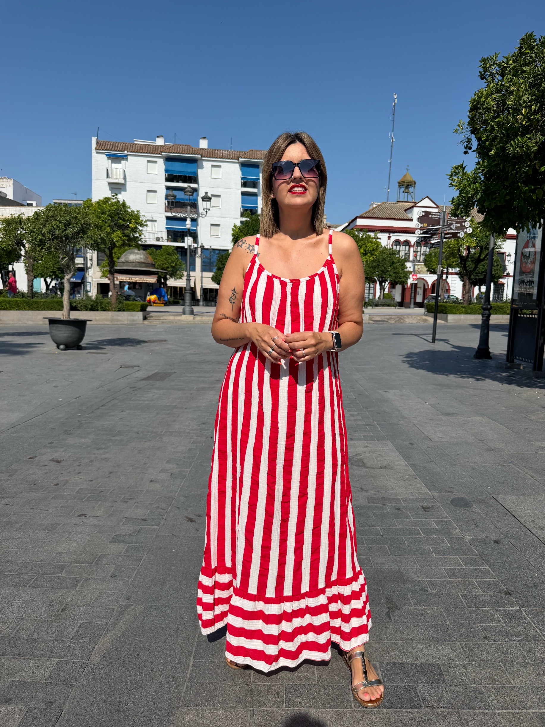 Vestido brisa bambula rojo. - Imagen 3