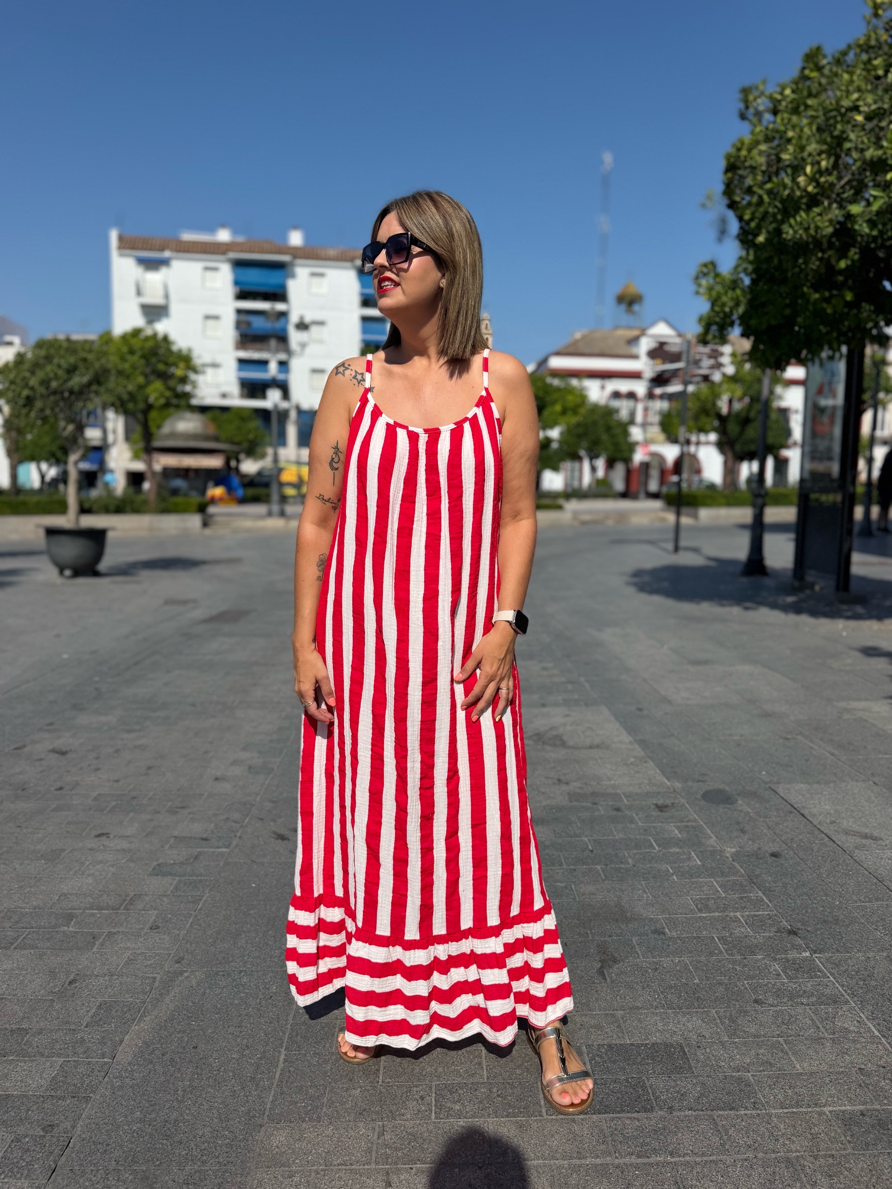 Vestido brisa bambula rojo.
