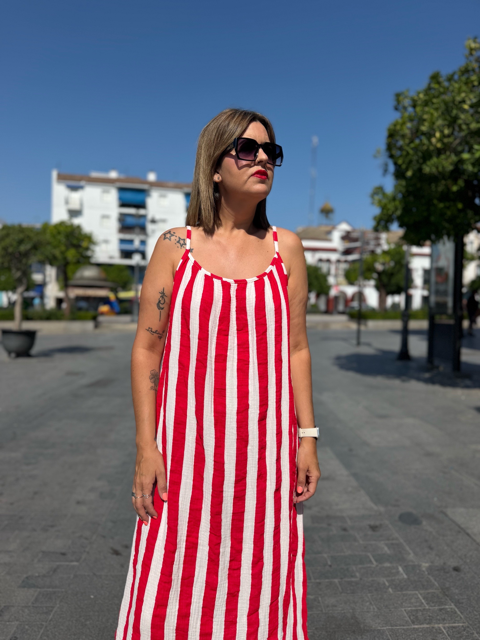 Vestido brisa bambula rojo. - Imagen 4