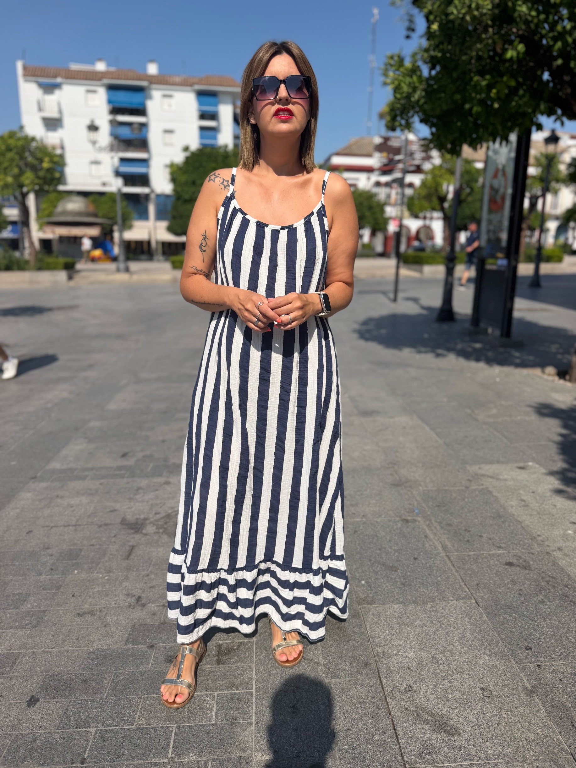 Vestido brisa bambula azul marino.