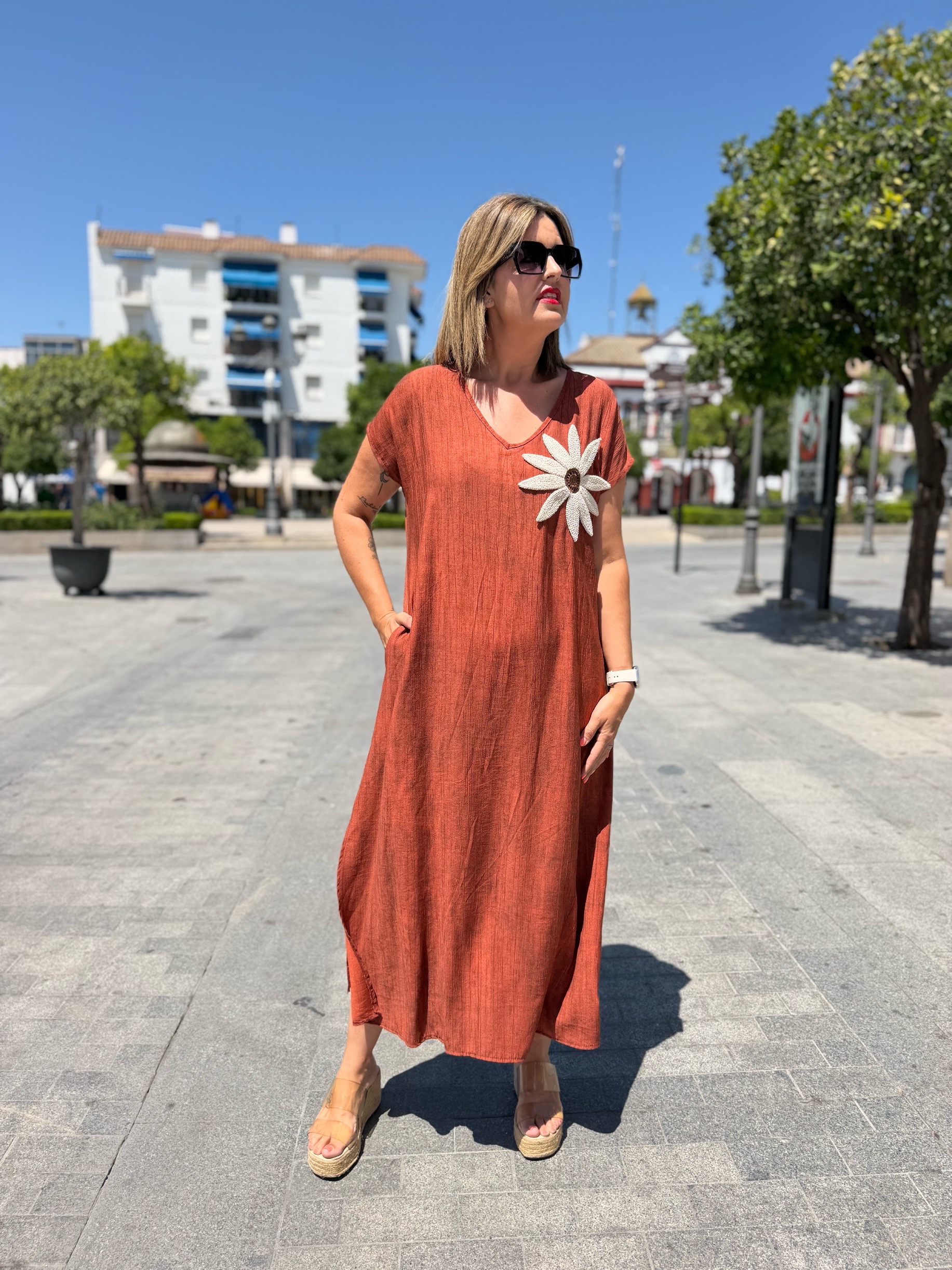 Vestido Florencia teja.