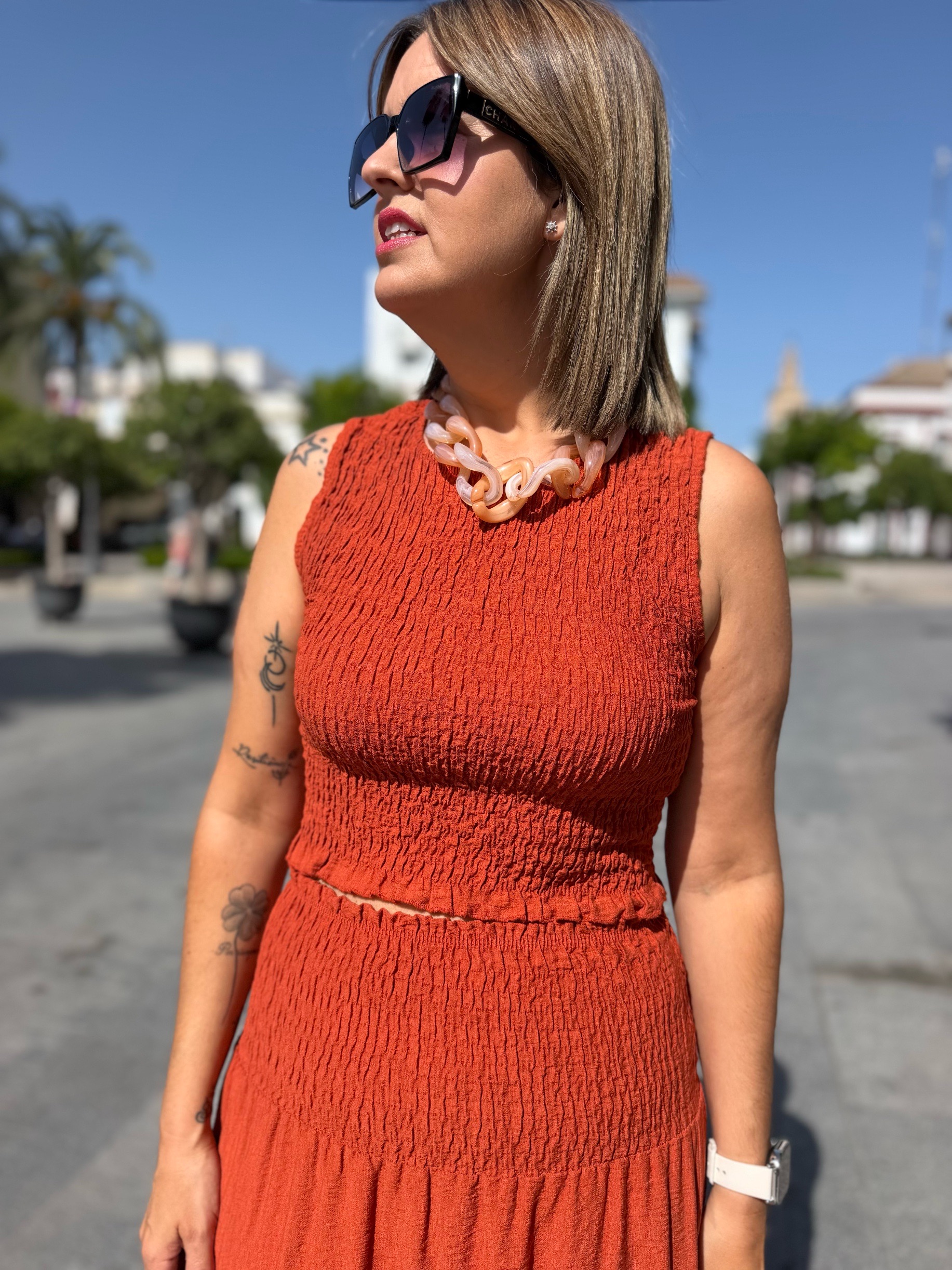 Conjunto Ipanema (falda-top) teja. - Imagen 2