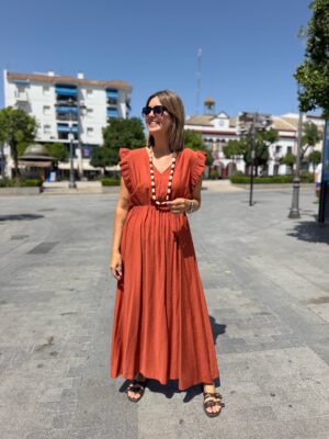 Vestido Lúa teja.