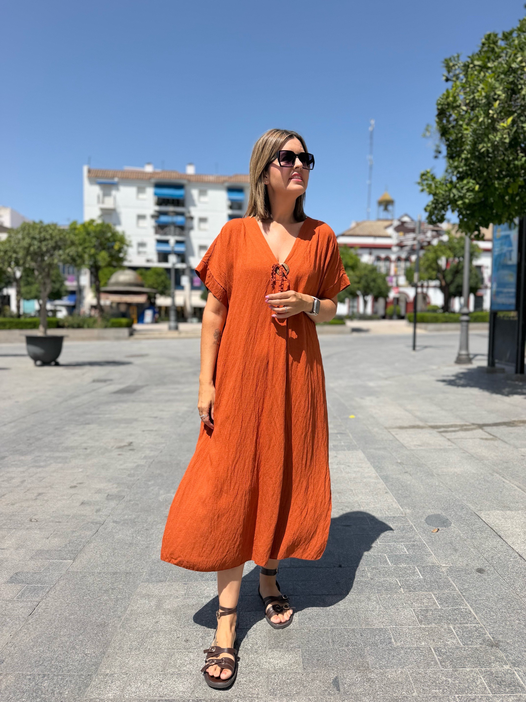 Vestido Sorrento teja. - Imagen 3