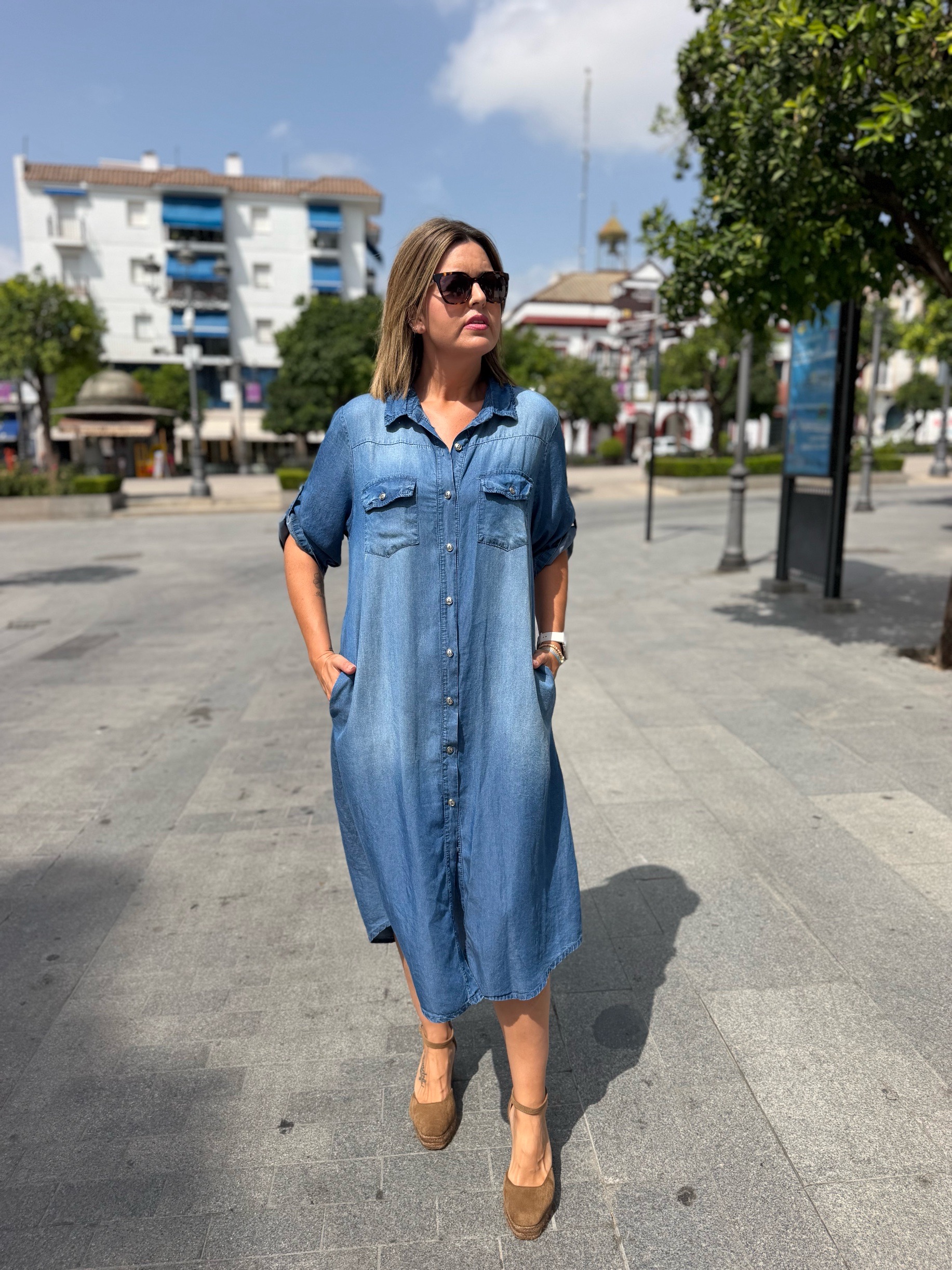 Vestido camisero denim. - Imagen 5