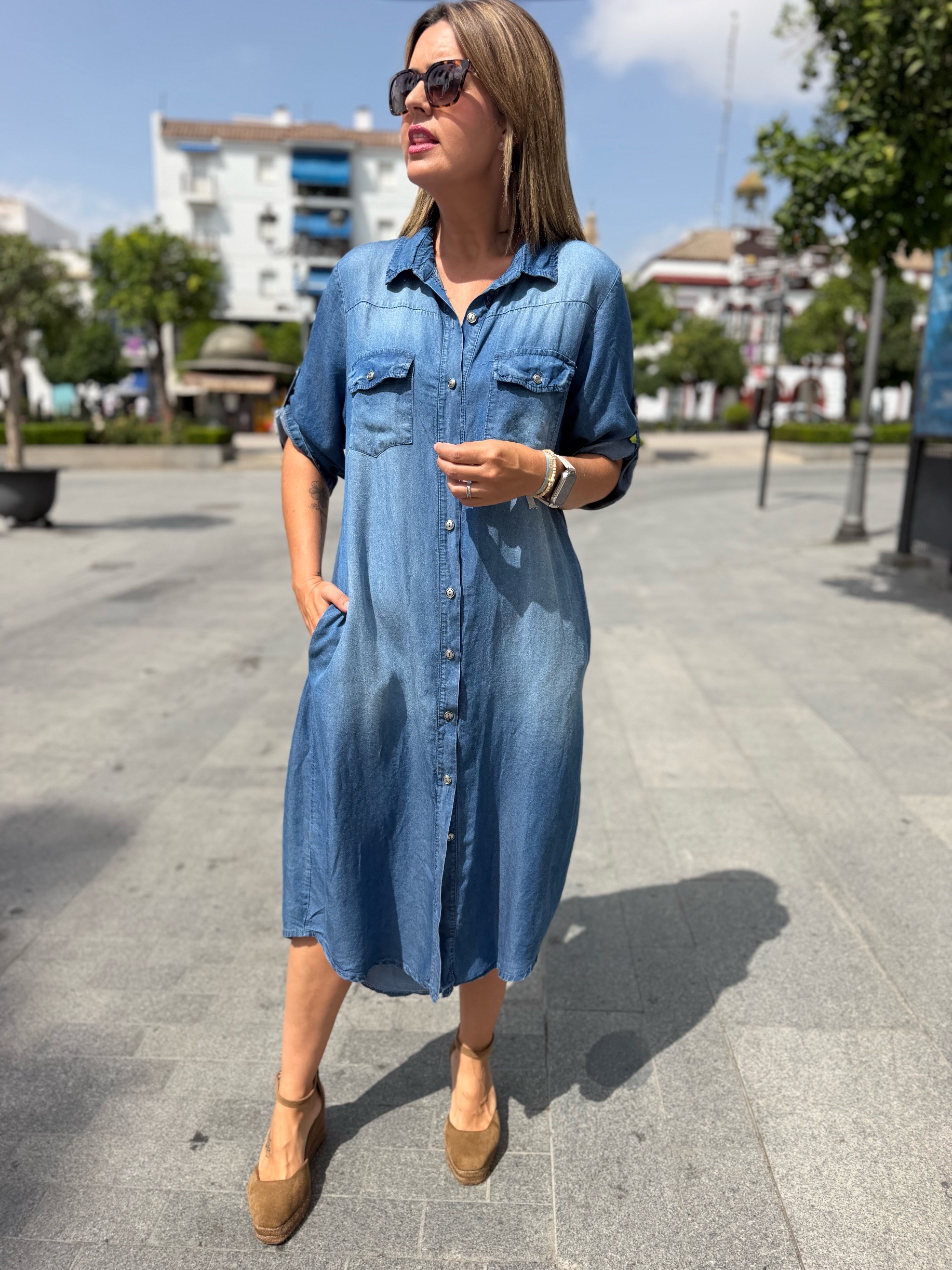 Vestido camisero denim. - Imagen 4