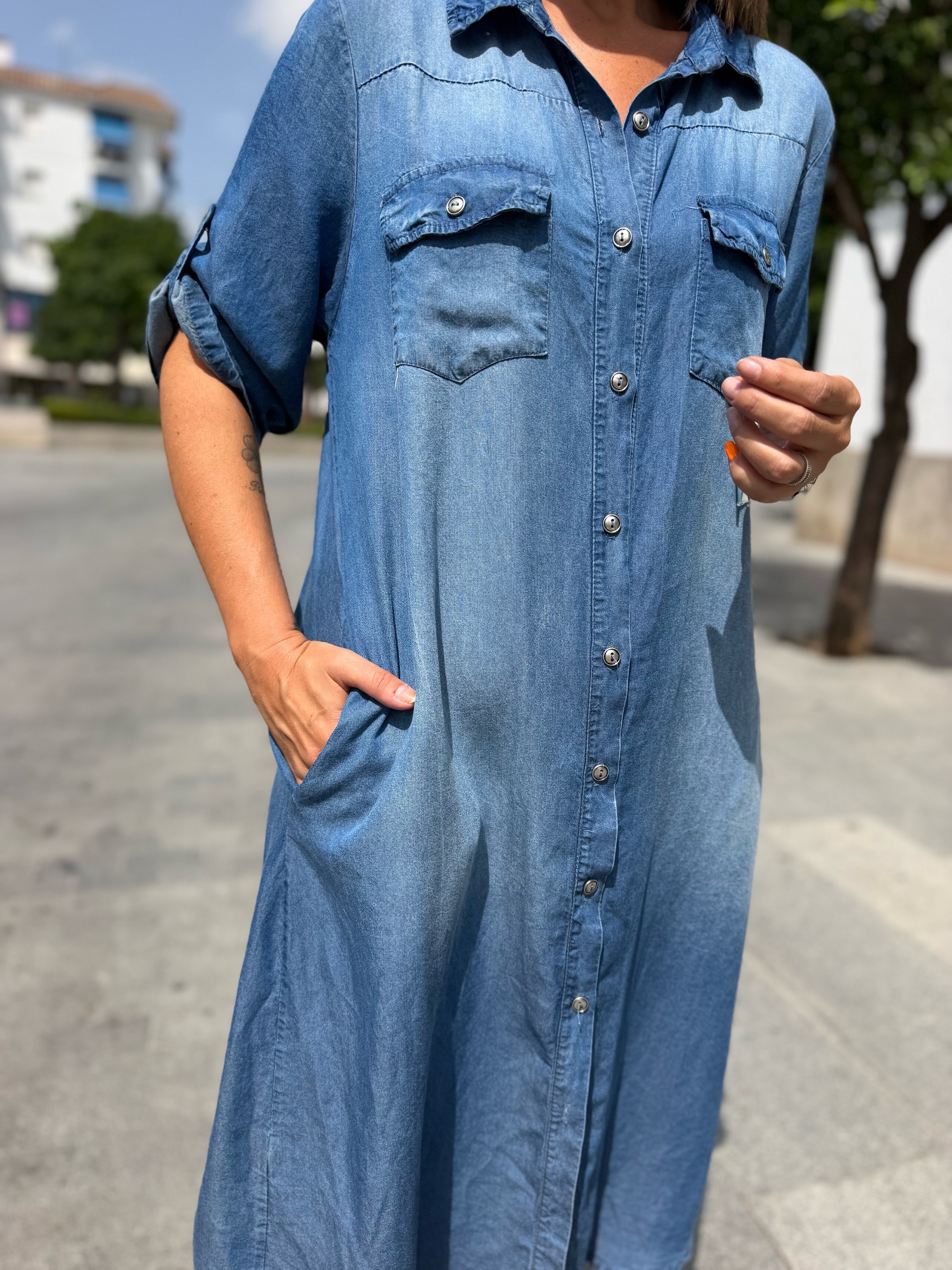 Vestido camisero denim. - Imagen 3