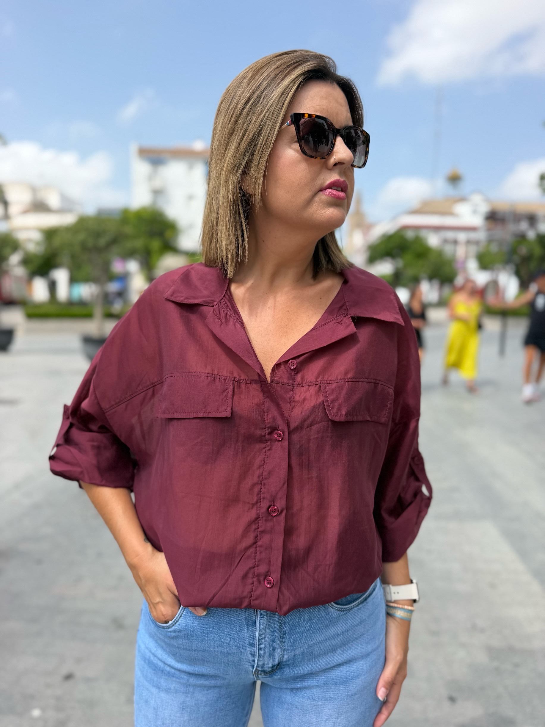 Camisa bomber burdeos. - Imagen 3