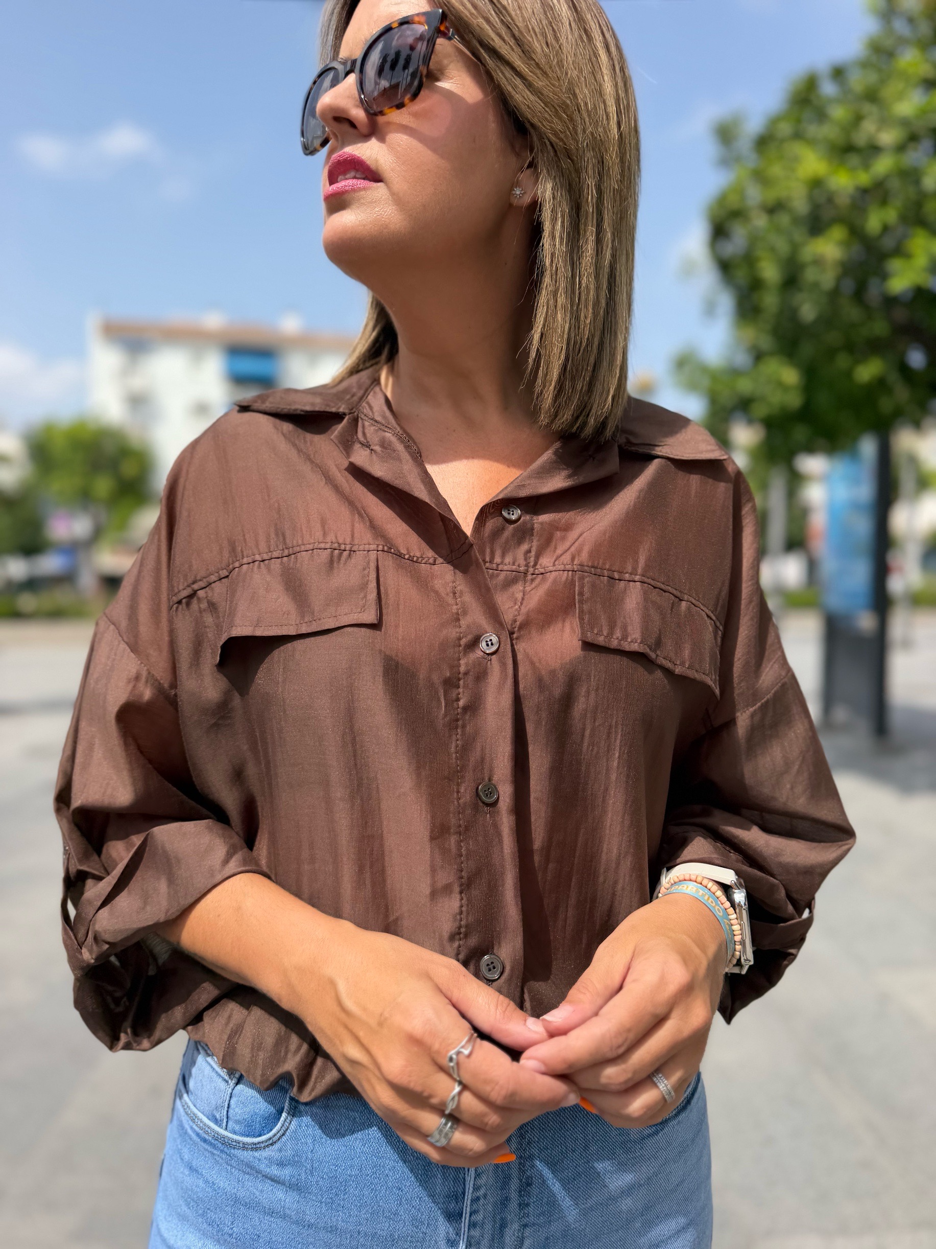 Camisa bomber chocolate. - Imagen 2
