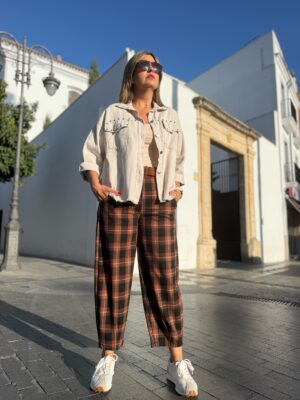 Pantalón balon Maxi cuadro orange.
