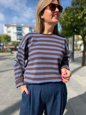 Sudadera Boston celeste chocolate.