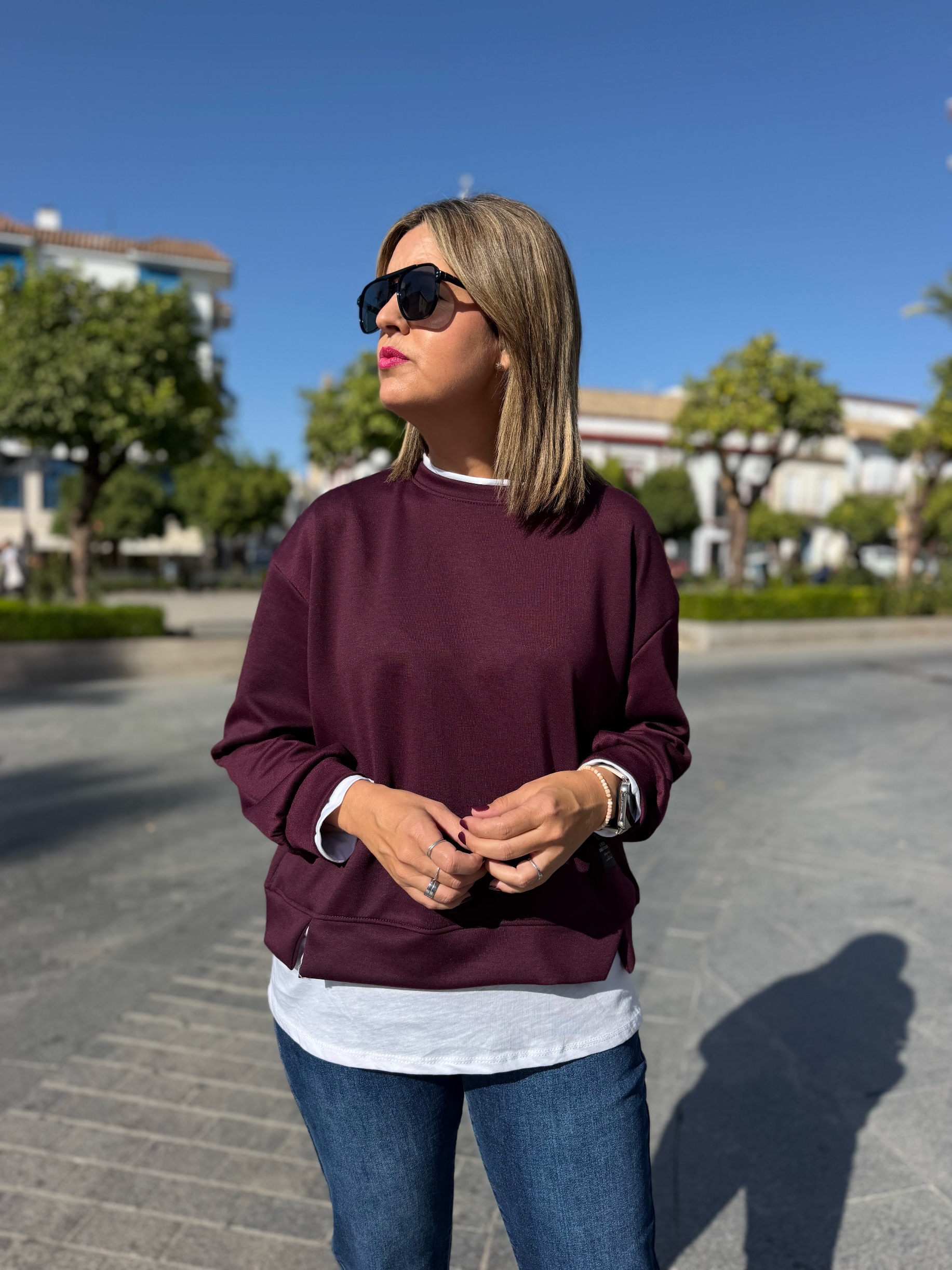 Sudadera Boston berengena. - Imagen 3