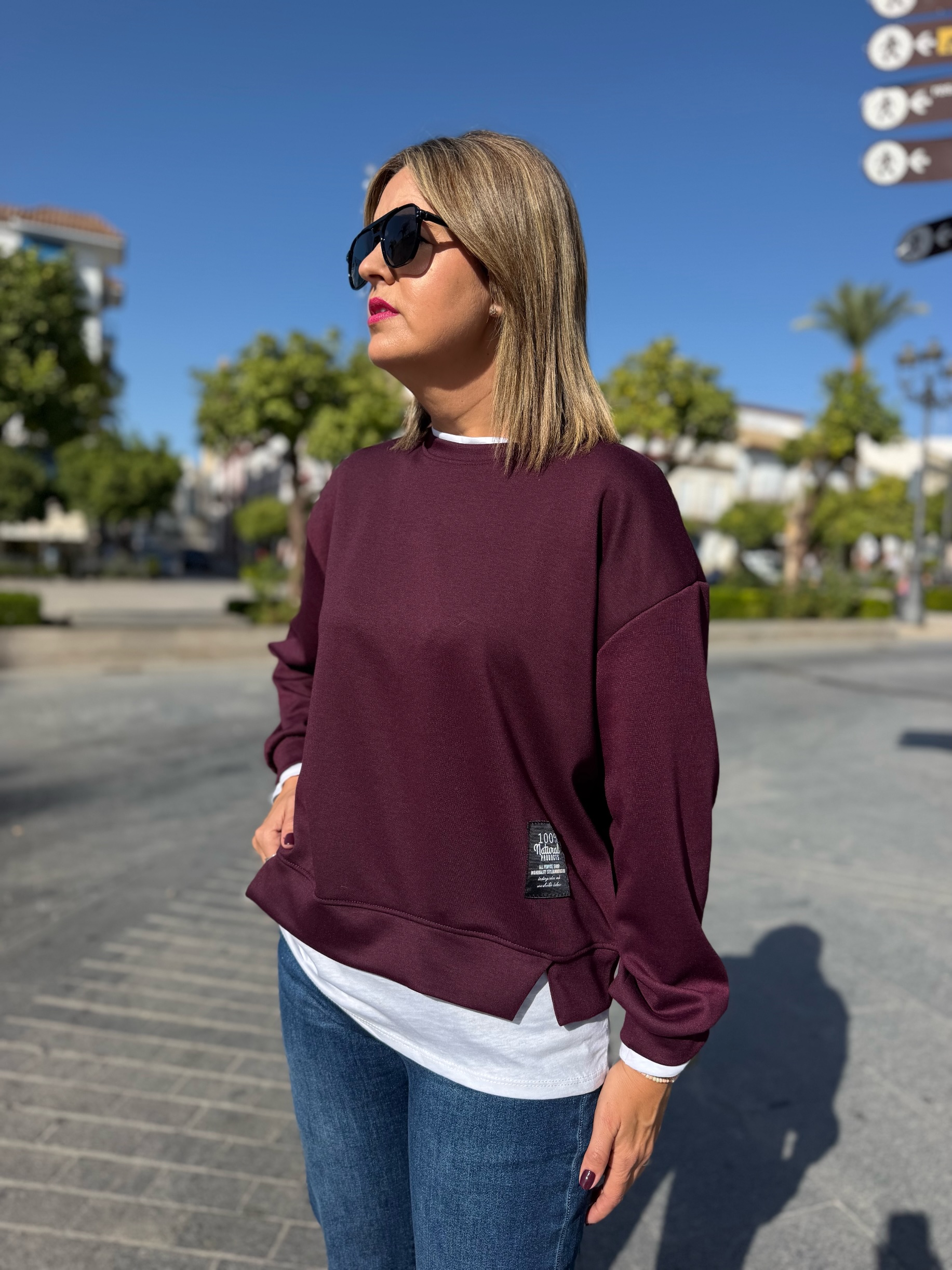 Sudadera Boston berengena. - Imagen 2