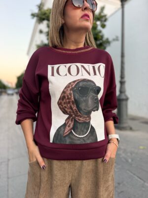 Sudadera Iconic burdeos.